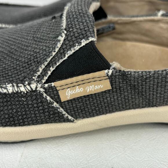 Gecko Man Loafers Women's Size 10.5 Gray Woven Canvas Slip On Arch Support - Picture 2 of 11